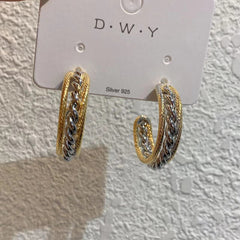 Rope 18K Gold Silver Anti Tarnish Hoop Earring For Women