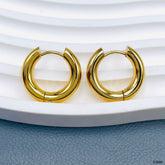Solid 18K Gold Stainless Steel Hoop Earring For Women