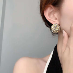 Tow Tone White 18K Gold Stainless Steel Stud Earring For Women