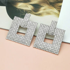 Square Cubic Zirconia Silver Anti Tarnish Dangler Earring For Women