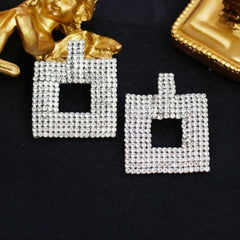 Square Cubic Zirconia Silver Anti Tarnish Dangler Earring For Women Group5