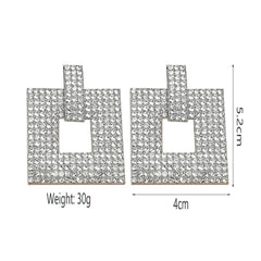 Square Cubic Zirconia Silver Anti Tarnish Dangler Earring For Women Group5