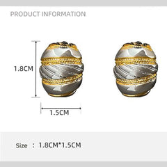 Stripes Oval Silver 18K Gold Anti Tarnish Stud Earring For Women