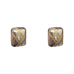 Rectangle Crossover Silver 18K Gold Anti Tarnish Stud Earring For Women