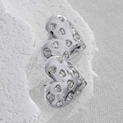 Heart Cubic Zirconia Silver Anti Tarnish Stud Earring For Women