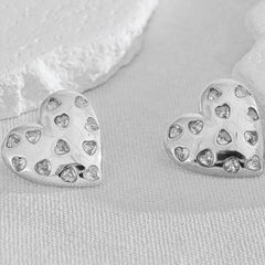 Heart Cubic Zirconia Silver Anti Tarnish Stud Earring For Women