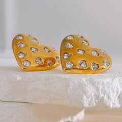 Heart Cubic Zirconia Silver Anti Tarnish Stud Earring For Women