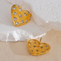 Heart Cubic Zirconia Silver Anti Tarnish Stud Earring For Women