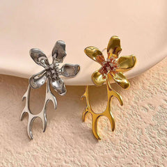 Spike Flower Cubic Zirconia 18K Gold Anti Tarnish Dangler Earring For Women