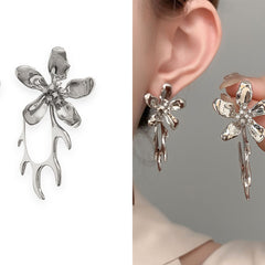 Spike Flower Cubic Zirconia 18K Gold Anti Tarnish Dangler Earring For Women