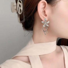 Spike Flower Cubic Zirconia 18K Gold Anti Tarnish Dangler Earring For Women