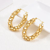 Chunky Oval 18K Gold Stainless Steel Anti Tarnish Hoop Earring For Women