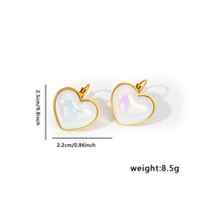 Heart Pearl White 18K Gold Stainless Steel Anti Tarnish Stud Earring For Women