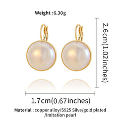 Heart Pearl White 18K Gold Stainless Steel Anti Tarnish Stud Earring For Women