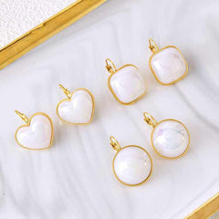 Heart Pearl White 18K Gold Stainless Steel Anti Tarnish Stud Earring For Women