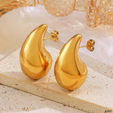 Tear Drop 18K Gold Anti Tarnish Stud Earring For Women