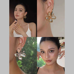 Flower Crystal Cubic Zirconia Crystal 18K Gold Anti Tarnish Stud Earring For Women