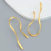 Curly Wave 18K Gold Alloy Dangler Tassel Earring For Women