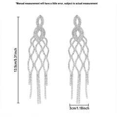 Filigree Solitaire Rhinestone Silver Anti Tarnish Tassel Dangler Earring For Women Group5