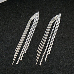 Box Chain Layer Rhinestone 18K Gold Anti Tarnish Long Tassel Dangler Earring For Women Group5