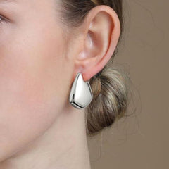 Glossy Pentagon 18K Gold Anti Tarnish Drop Stud Earring For Women