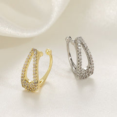 Hair Clip Cubic Zirconia Silver Anti Tarnish Single Ear Cuff Earring For Women