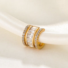 Baguette Layer Cubic Zirconia 18K Gold Anti Tarnish Single Ear Cuff Earring For Women Group3