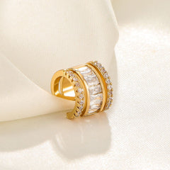 Baguette Layer Cubic Zirconia 18K Gold Anti Tarnish Single Ear Cuff Earring For Women Group3