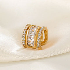 Baguette Layer Cubic Zirconia 18K Gold Anti Tarnish Single Ear Cuff Earring For Women Group3