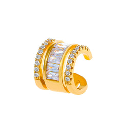 Baguette Layer Cubic Zirconia 18K Gold Anti Tarnish Single Ear Cuff Earring For Women Group3