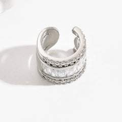 Baguette Layer Cubic Zirconia 18K Gold Anti Tarnish Single Ear Cuff Earring For Women Group3