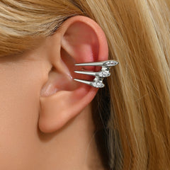 Spike Layer Cubic Zirconia 18K Gold Anti Tarnish Single Ear Cuff Earring For Women