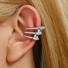 Spike Layer Cubic Zirconia 18K Gold Anti Tarnish Single Ear Cuff Earring For Women