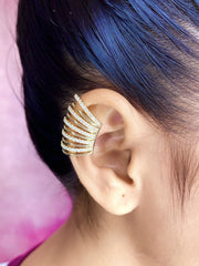 Designers CZ 18K Gold Anti Tarnish Single Ear Cuff Earring