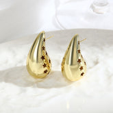 Star Tear Drop 18K Gold Anti Tarnish Stud Earring For Women