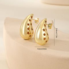 Star Tear Drop 18K Gold Anti Tarnish Stud Earring For Women