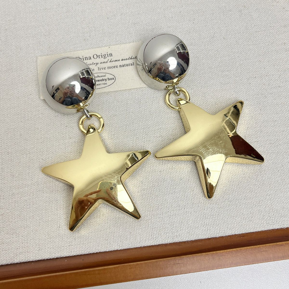 Big Star Glossy 18K Gold Silver Dangler Earring For Women