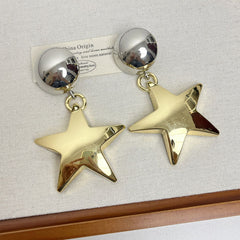 Big Star Glossy 18K Gold Silver Dangler Earring For Women