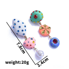 Multicolour Gemstone Pearl 18K Gold Multi Miss Match Dangler Earring For Women