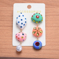 Multicolour Gemstone Pearl 18K Gold Multi Miss Match Dangler Earring For Women