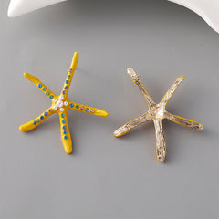 Star Fish Gemstone Pearl 18K Gold Pink Stud Earring For Women Group6