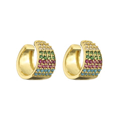 Multi Color Gold Plated Cubic Zirconia Alloy Ear Cuff Earrings For Women