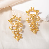 Fish Bone 18K Gold Chandelier Dangler Earring For Women