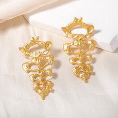 Fish Bone 18K Gold Chandelier Dangler Earring For Women