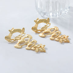 Fish Bone 18K Gold Chandelier Dangler Earring For Women