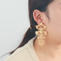 Fish Bone 18K Gold Chandelier Dangler Earring For Women