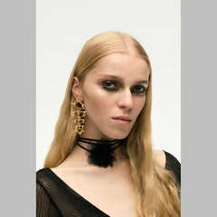 Fish Bone 18K Gold Chandelier Dangler Earring For Women