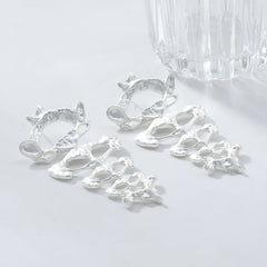 Fish Bone 18K Gold Chandelier Dangler Earring For Women