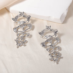 Fish Bone 18K Gold Chandelier Dangler Earring For Women