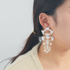 Fish Bone 18K Gold Chandelier Dangler Earring For Women